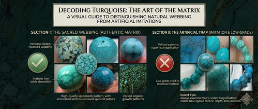 Authentic Tibetan turquoise with visible dark matrix, used as a guide for identifying real vs fake turquoise.