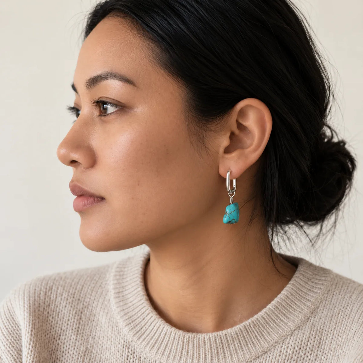 Raw Drop | Natural Turquoise & Sterling Silver Drop Earrings