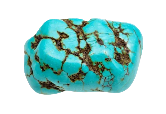 A magnificent piece of raw, authentic Tibetan turquoise featuring a natural dark spiderweb matrix. Revered as the tears of the mountain and the fallen sky, this spiritual stone carries a sacred Himalayan blessing.