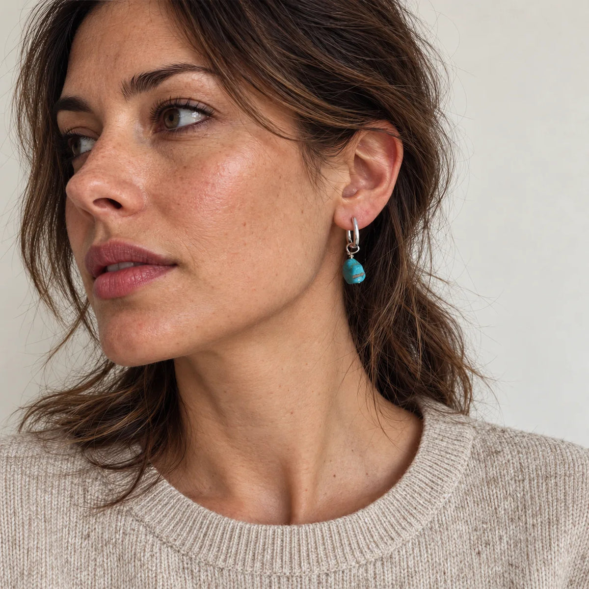 Raw Drop | Natural Turquoise & Sterling Silver Drop Earrings