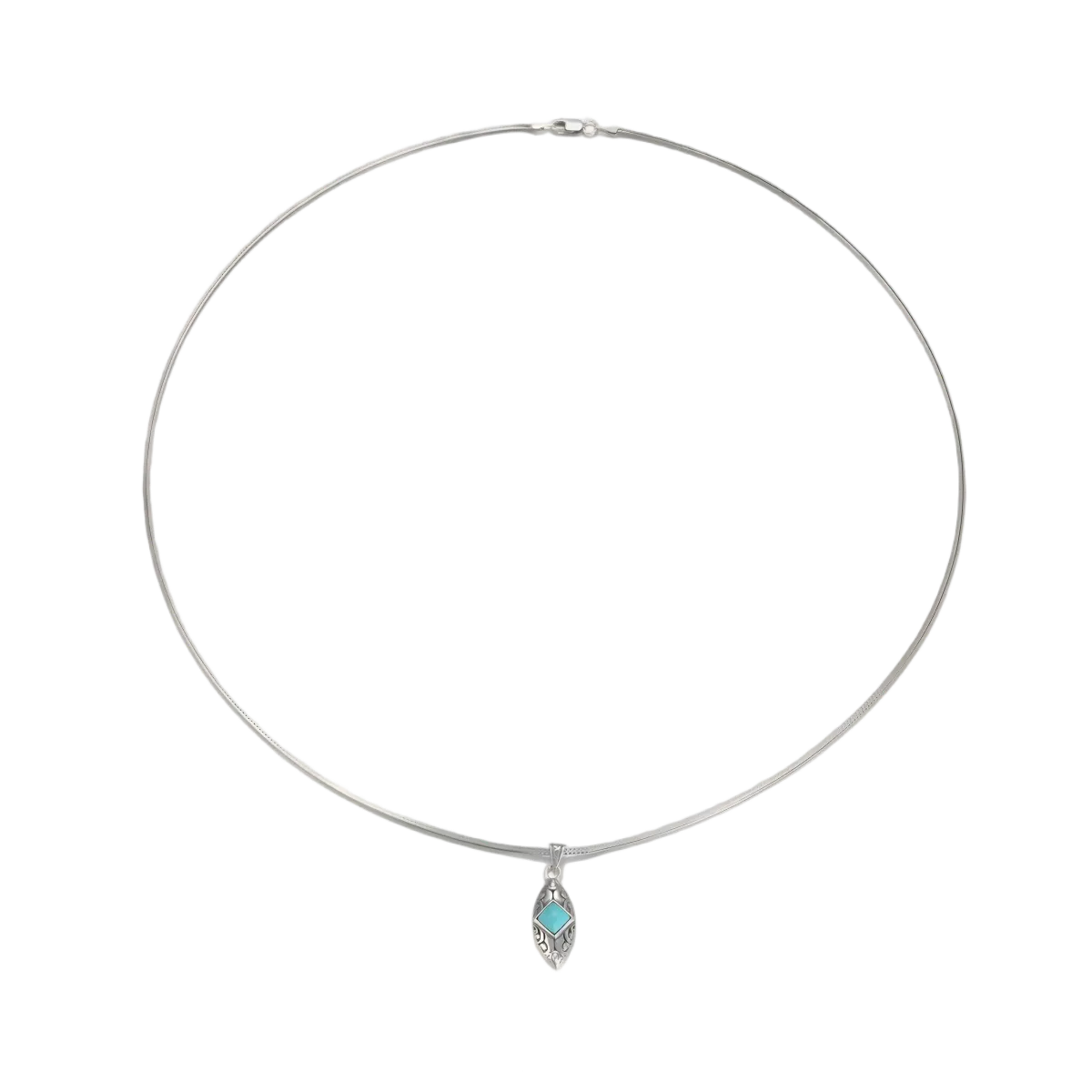 Full circle view of the Sentinel Crest Tibetan turquoise necklace on a white background.
