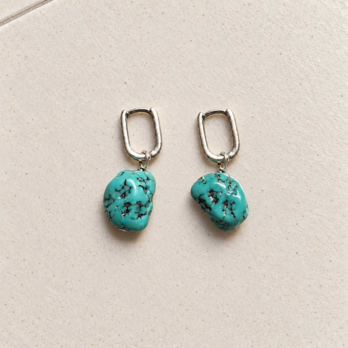Raw Drop | Natural Turquoise & Sterling Silver Drop Earrings