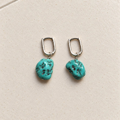 Raw Drop | Natural Turquoise & Sterling Silver Drop Earrings