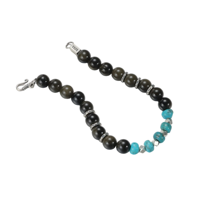 Full view of the Eclipse bracelet on white background, highlighting the durable sterling silver clasp.