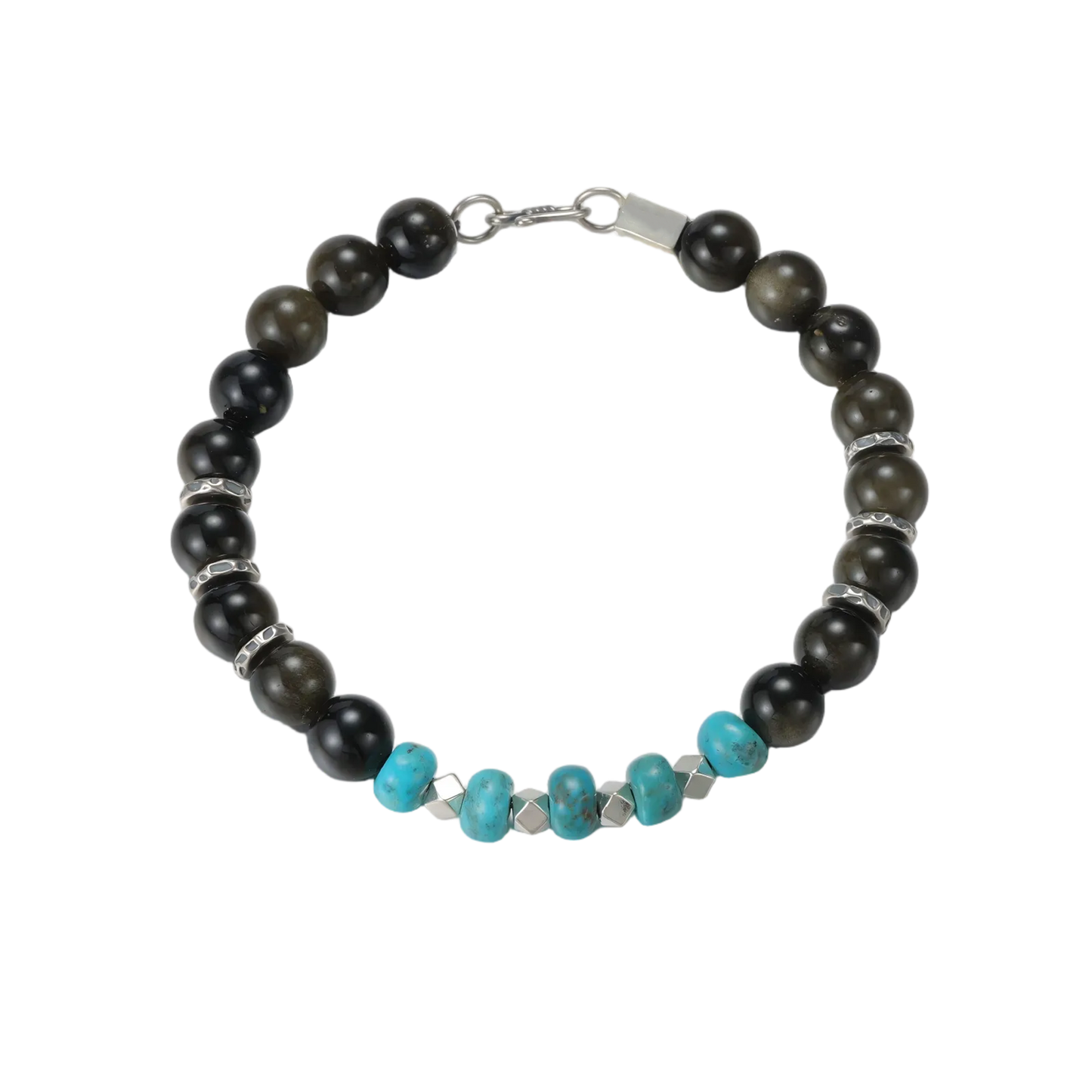 Top view of the Eclipse bracelet laid flat on a white background, emphasizing the rhythm of the stones.