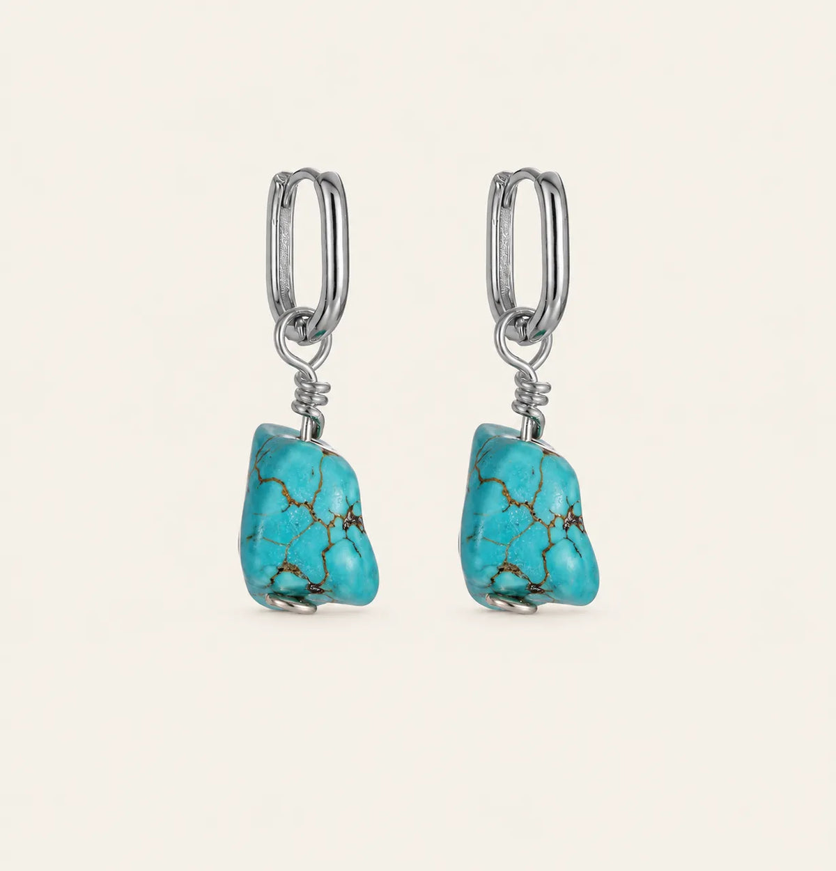 Raw Drop | Natural Turquoise & Sterling Silver Drop Earrings