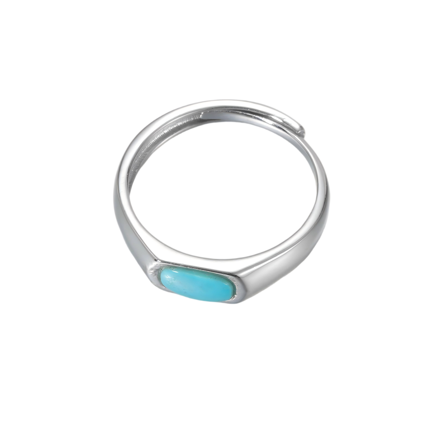 Full view of the Horizon turquoise ring on white background, showcasing the adjustable open-back design.