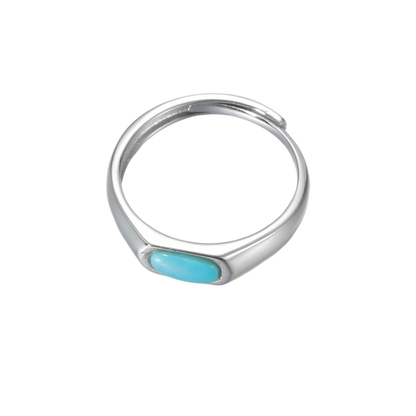 Full view of the Horizon turquoise ring on white background, showcasing the adjustable open-back design.