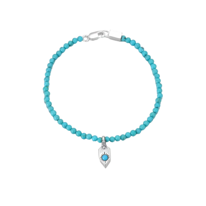 Top view of the Sun Shield bracelet laid flat on a white background, showcasing bead uniformity.