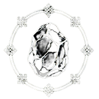 A line-art icon depicting a one-of-a-kind raw natural turquoise stone, symbolizing our hand-forged and unpolished silver amulets.