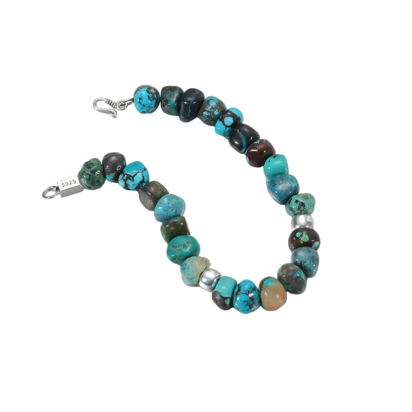 Full view of the Pilgrim's Path bracelet on a white background, showcasing the heavy-duty silver clasp.