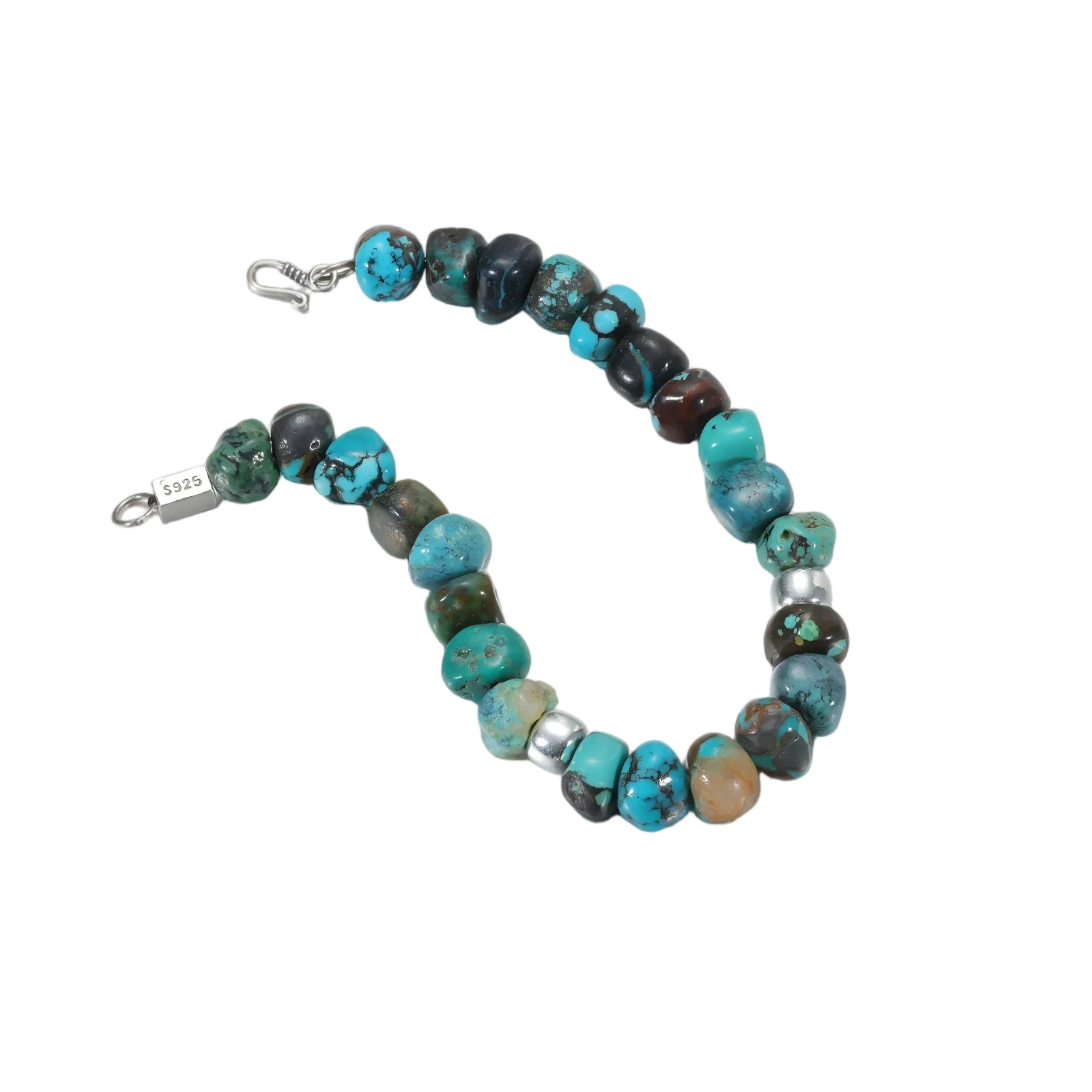 Full view of the Pilgrim's Path bracelet on a white background, showcasing the heavy-duty silver clasp.