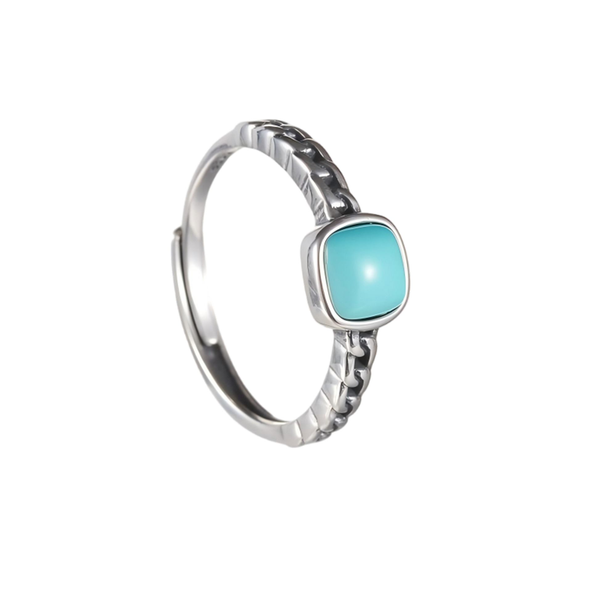 Full view of the Rational Link ring on a white background, highlighting the Cuban link texture.