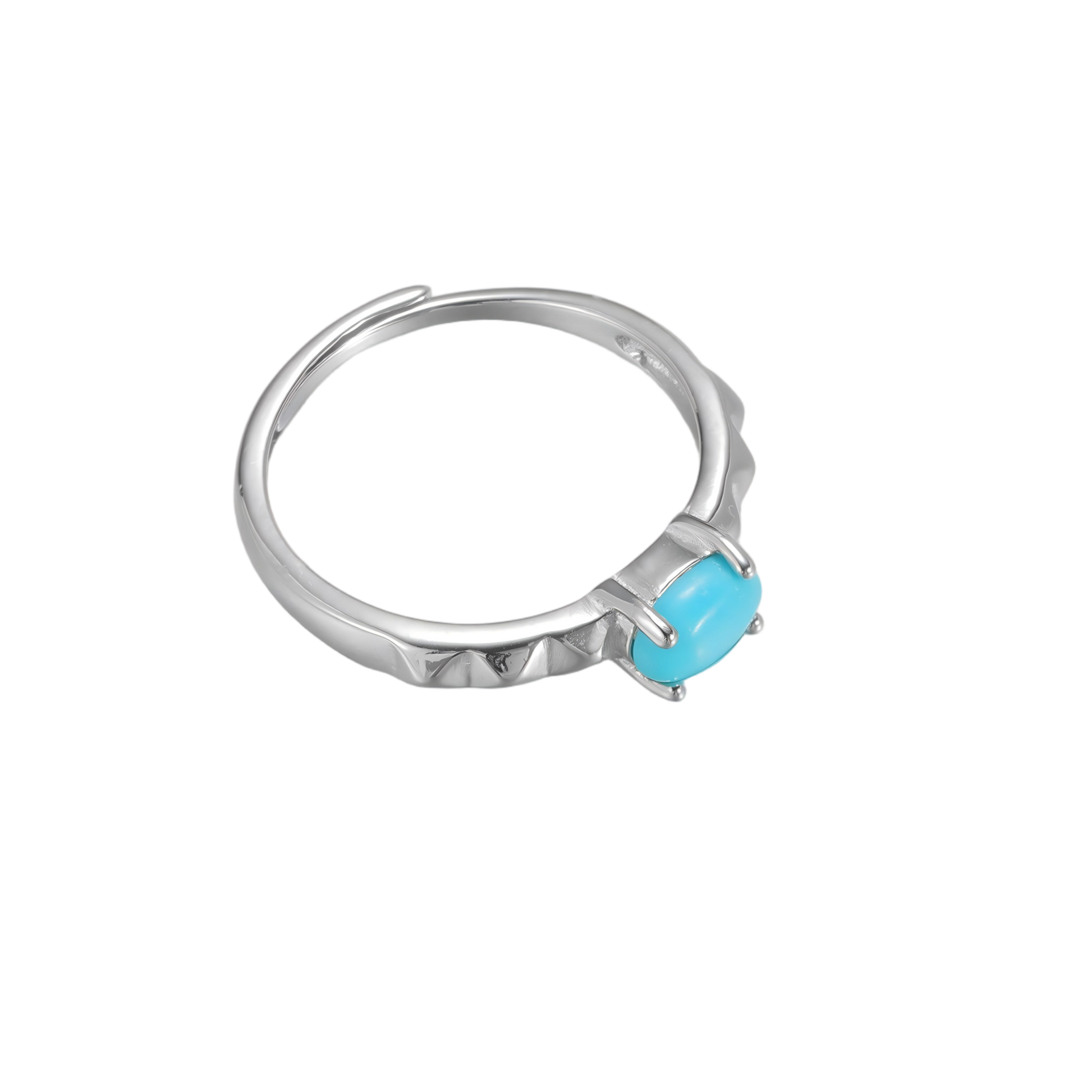 Side view of the Ridge ring on white background, showcasing the adjustable open-back and textured band.