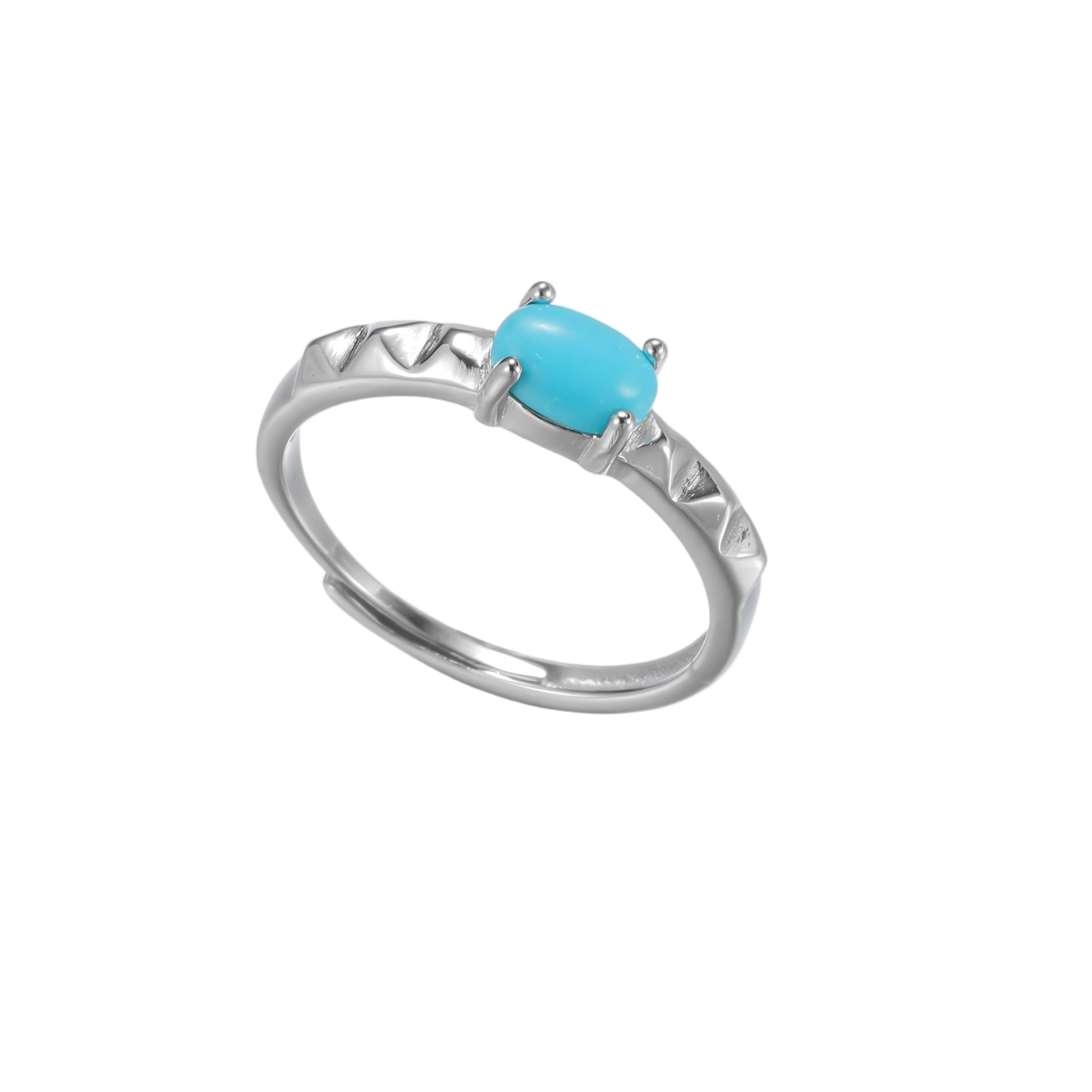 Top view of the Ridge turquoise ring on a white background, highlighting the longitudinal stone setting.