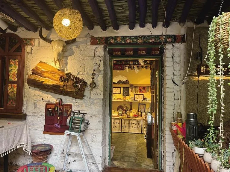 Entrance to the TaShi turquoise jewelry studio in Lhasa, Tibet