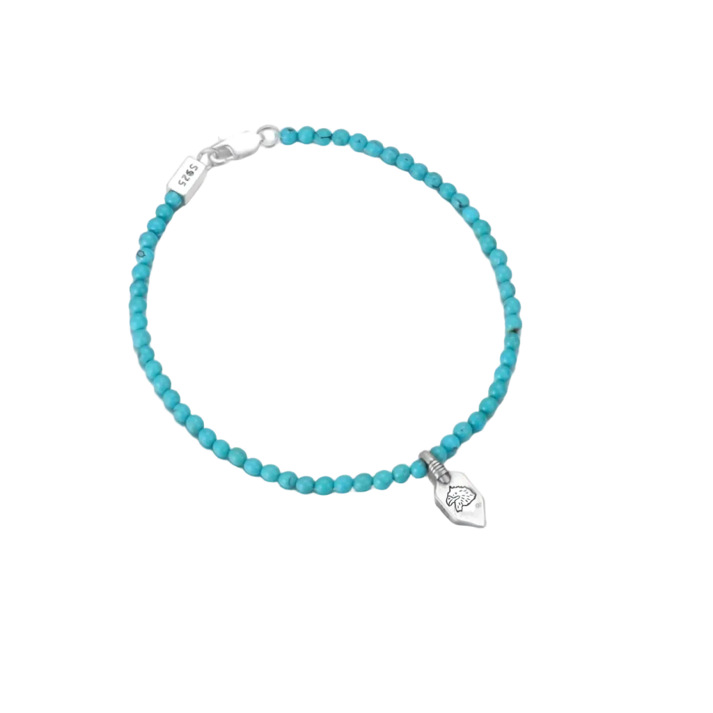 Full view of the Sun Shield Tibetan turquoise bracelet on a white background, highlighting the shield pendant.
